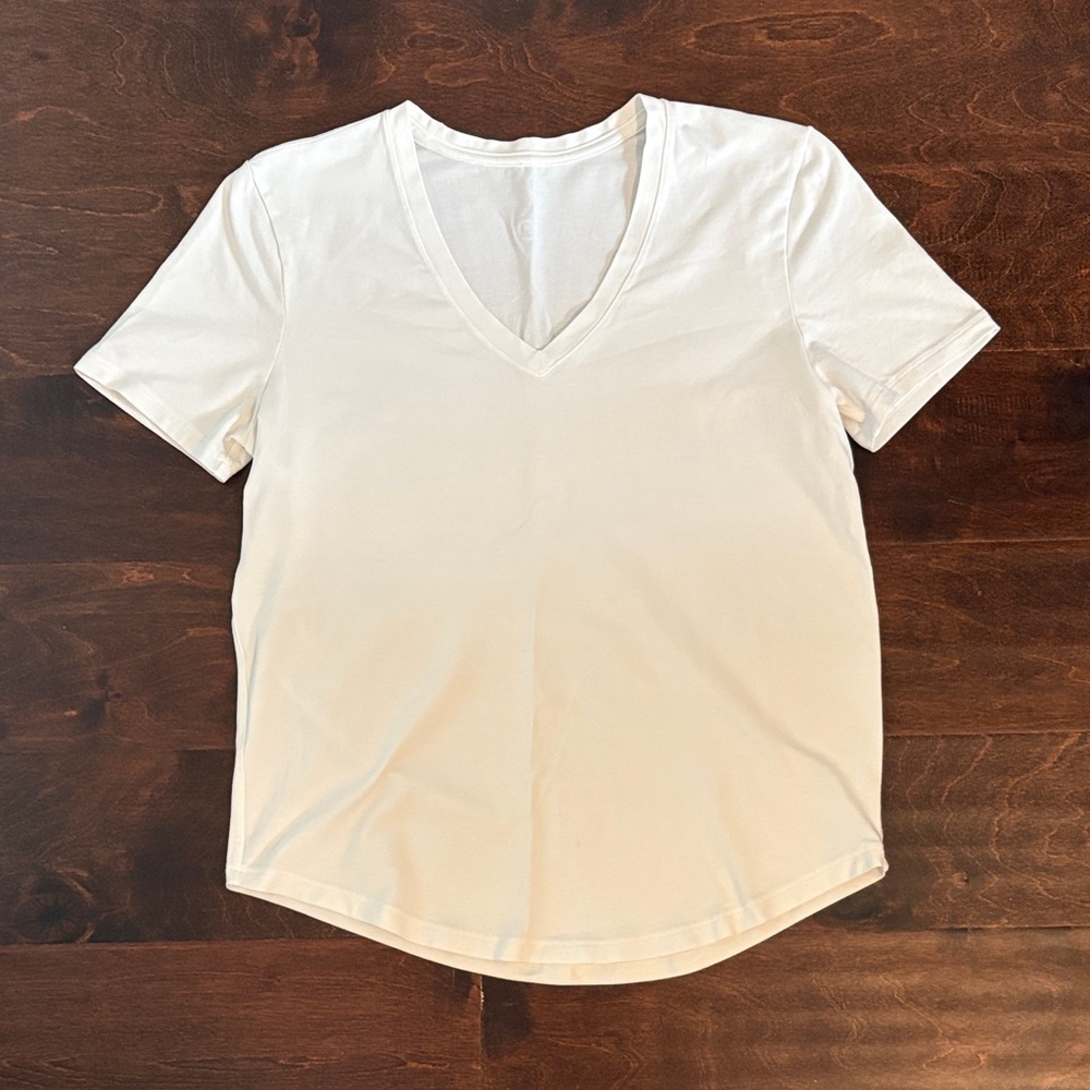Lululemon White V-Neck Tee size 4